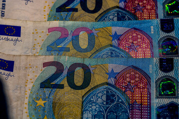 Obraz premium EURO money banknotes, detail photo of EUR