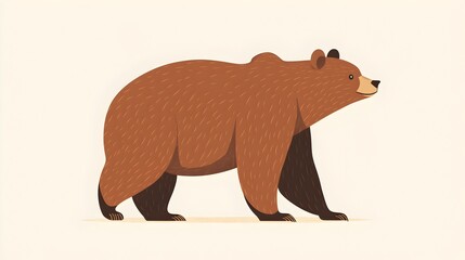 Fototapeta premium Cute Brown Bear Storing Fat for Winter in Flat Design