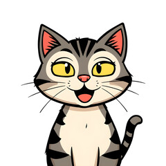 Obraz premium Cute cat cartoon icon illustration on white background. Generative AI