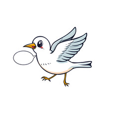 Fototapeta premium Bird and text bubble cartoon icon illustration on white background. Generative AI