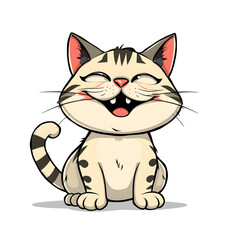 Fototapeta premium Cute cat cartoon icon illustration on white background. Generative AI