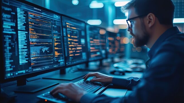 High-tech digital workspace with virtual keyboards and holographic displays, remote team members working across the globe, remote work, futuristic technology