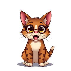 Fototapeta premium Cute cat cartoon icon illustration on white background. Generative AI