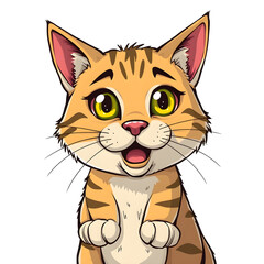 Obraz premium Cute cat cartoon icon illustration on white background. Generative AI