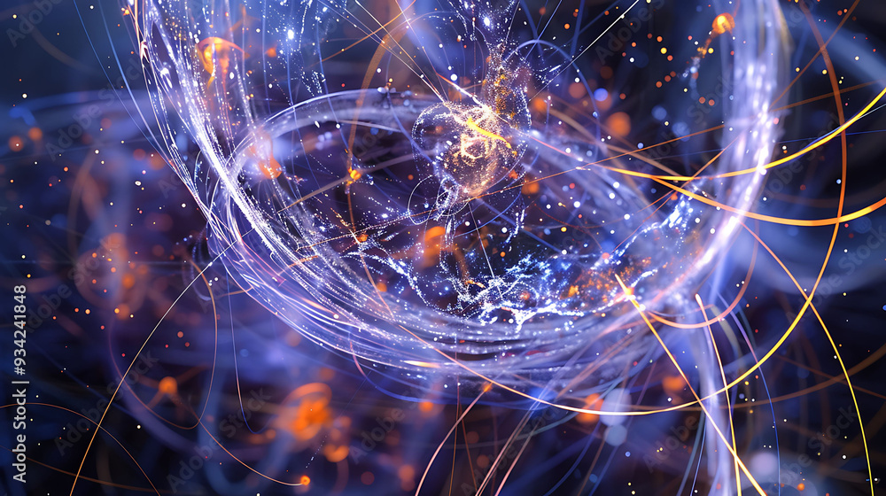 Poster simulation of particle space interactions with dynamic behavior visualizations