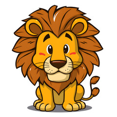 Cute lion cartoon icon illustration on white background. Generative AI