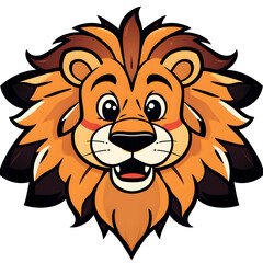 Cute lion cartoon icon illustration on white background. Generative AI