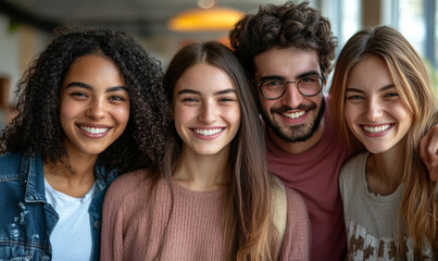 Fototapeta premium Happy smiling people stading together, Generative AI
