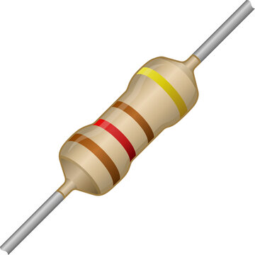 Carbon film resistor with color codes. Vector color illustration.