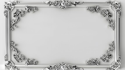 Elegant silver ornate frame with intricate floral patterns on a plain white backdrop