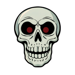 Fototapeta premium Skull cartoon icon illustration on white background. Generative AI