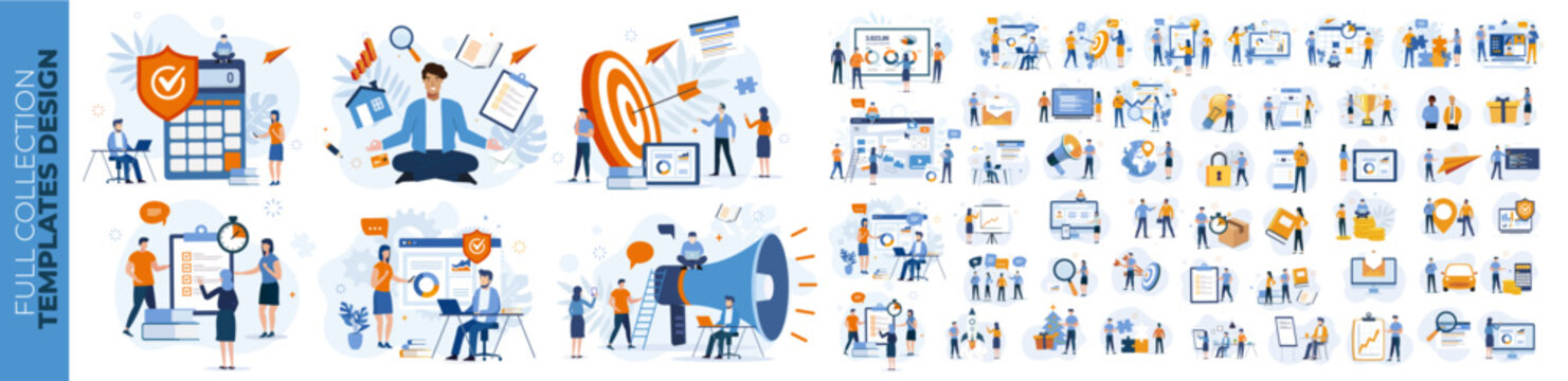 Ultra pack Marketing illustration : Communication, internet, interface, real estate, finance, ...