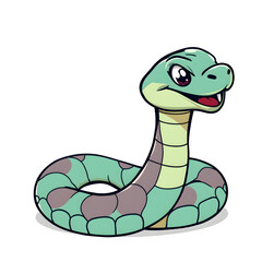 Fototapeta premium Snake cartoon icon illustration on white background. Generative AI