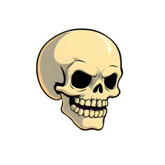 Fototapeta premium Skull cartoon icon illustration on white background. Generative AI
