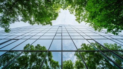 Modern Skyscraper Reflecting Nature
