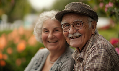 Naklejka premium Elderly people laughing in retirement, Generative AI