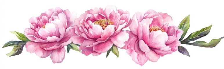 Obraz premium Pink Peonies Watercolor Illustration of Flowers Isolated on Transparent Background for Botanical Art Greeting Cards Stationery Weddings and Home Decor