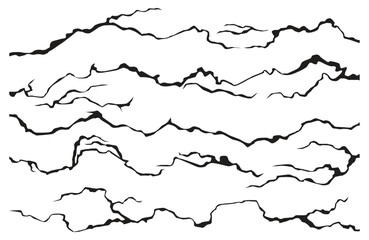 Natural cracks background. Vector overlay texture of cracked surface