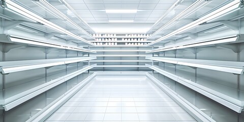 Obraz premium Empty Supermarket Shelves 3D Render
