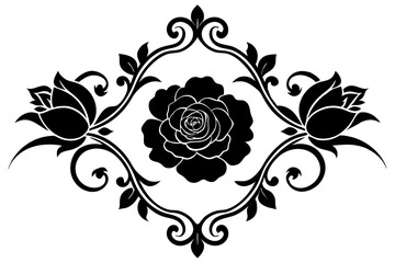 Flower Vintage Baroque Scroll Victorian Frame Border Vector Illustration