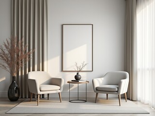 Serene Minimalist Interior with Soft Natural Light in 4:3 Aspect Ratio