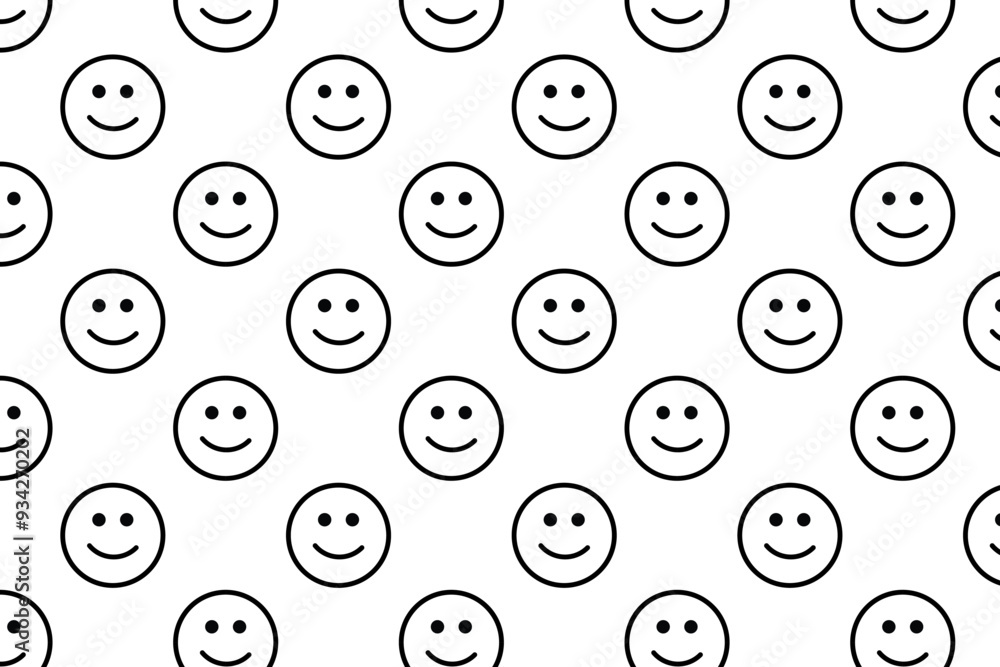 Poster smile face pattern . pattern with smiling face on white background . smile face background . vector 