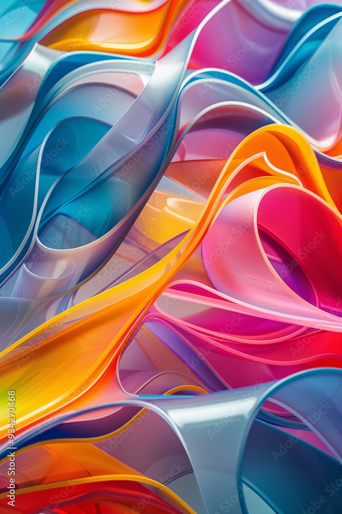 Aufkleber photo of an abstract background with colorful curved flowing lines, creating a dynamic