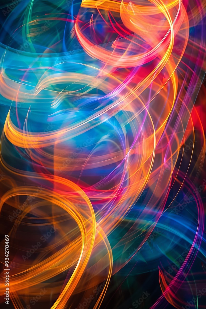 Aufkleber photo of an abstract background with colorful curved flowing lines, creating a dynamic