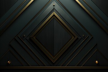 Obraz premium Black and gold geometric pattern with a diamond in the center.