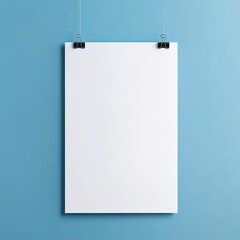 
White blank poster mockup hanging on the wall