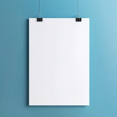 
White blank poster mockup hanging on the wall