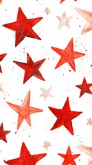 Obraz premium Red Stars on White Background, Abstract Image, Texture, Pattern, Wallpaper, Cover and Screen of Smartphone, Cell Phone, Computer, Laptop, 9:16 and 16:9 Format