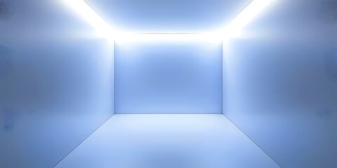 Empty Blue Room Interior Design With Bright Lighting