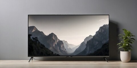 Fototapeta premium Liquid Crystal TV at home. Watching TV programs. The design of the apartment.