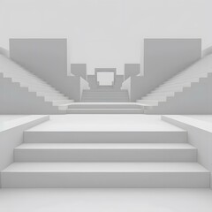 Fototapeta premium White Minimalist 3D Staircase Design Architecture Abstract