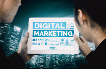 Digital Marketing Technology Solution for Online Business Concept - Graphic interface showing...