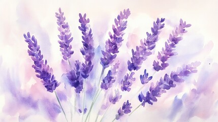 Naklejka premium Watercolor Bouquet of Lavender Flowers