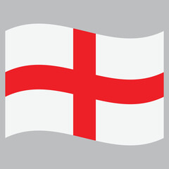 Obraz premium Waving England flag isolated on grey background . England flag fluttering . Vector illustration