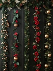 Eco-friendly Christmas garlands with natural elements and sustainable decorations for a green holiday season