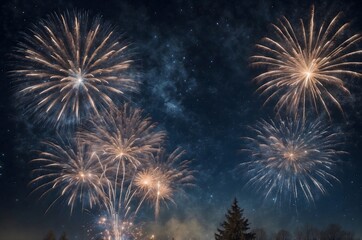 Fireworks in the night sky. Beautiful fireworks display.