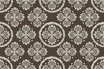 Motifs Ikat floral paisley embroidery background.geometric ethnic oriental pattern traditional.Aztec-style abstract. design for texture, fabric, clothing, wrapping, decoration © supachai
