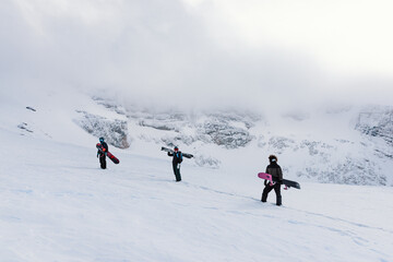 skiing in the mountains
