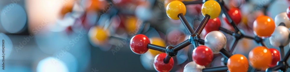 Poster close-up view of a molecular model illustrating the structure of fructose in an educational setting.