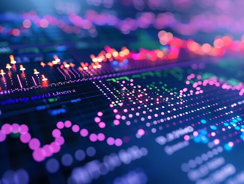 Scatter plot depicting a sharp positive trend between stock prices and trading volume, with dots clustering towards the upper right, signaling growing investor enthusiasm.