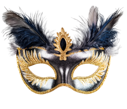 elegant masquerade mask with feathers isolated png transparent background