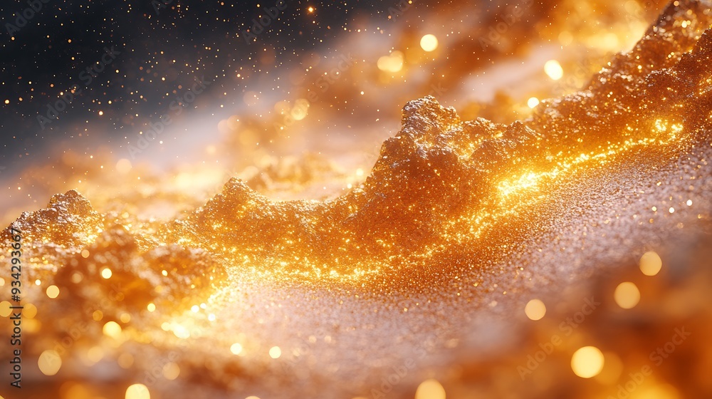 Poster abstract background with glowing, textured surface and bokeh.
