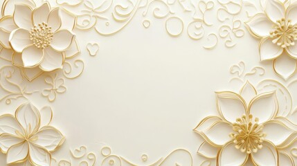 Soft ivory background with delicate gold Thai patterns, luxury, elegant and soothing for a massage poster