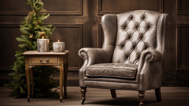 Modern holiday room interior with elegant christmas decor mockup in a stylish silver color theme