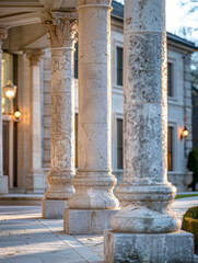 Obraz premium Elegant stone columns at a grand entrance of a historical building