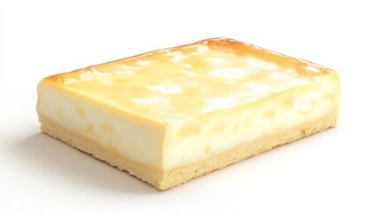 Cut custard slice, showing smooth internal texture, white background, 3D illustration